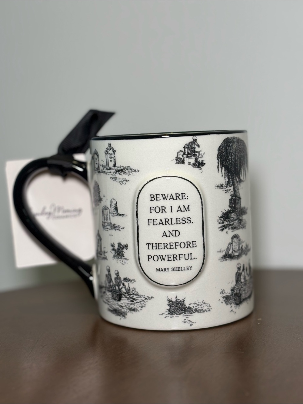 Black & White Literary Quote Mug - Mary Shelley Design